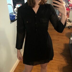 Black Indulge dress with sheer cropped sleeves